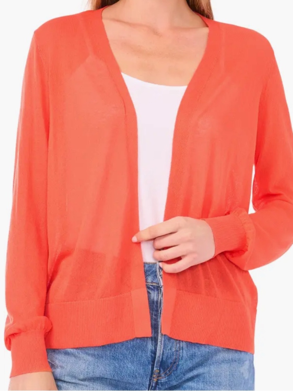 Ann Taylor Factory Light Orange Open-Front Women’s Sweater Cardigan, size Medium